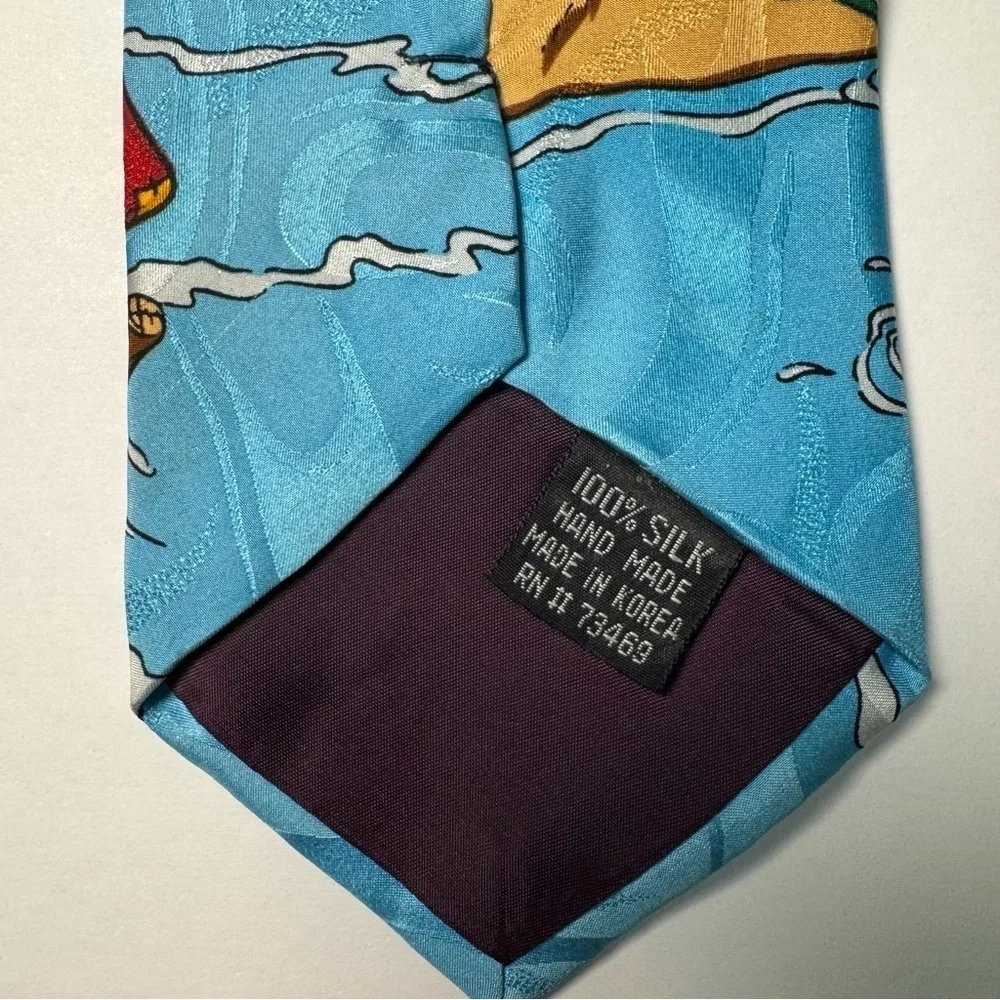 Disney Vintage Neck Tie Featuring Mickey Mouse, Donald Duck, & Goofy Fishing